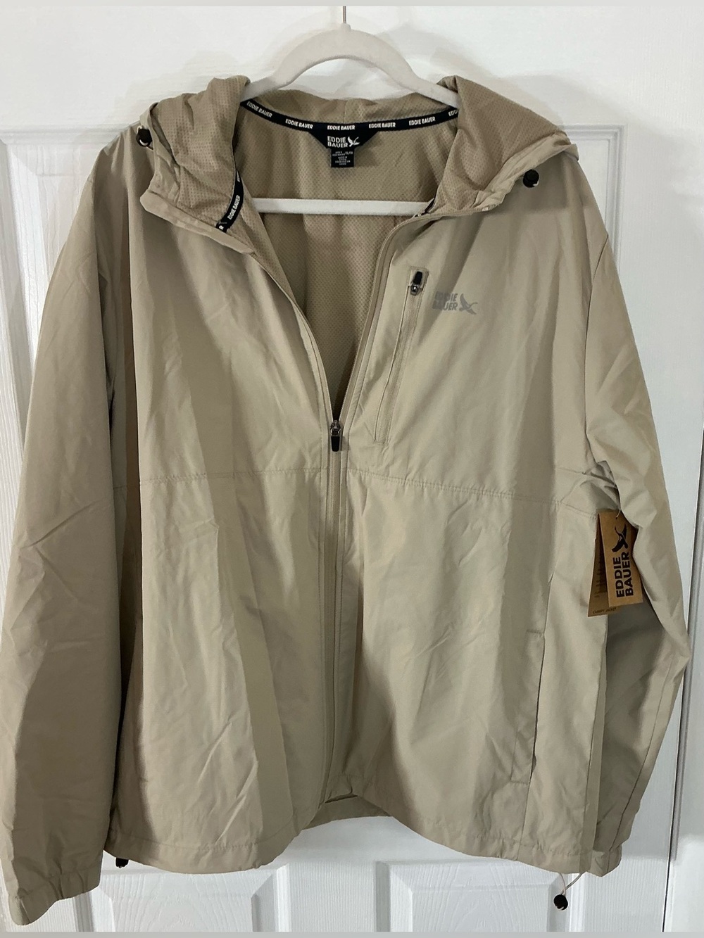 Eddie Bauer Canopy Windbreaker Jacket NWT Men's XL Crockery Tan Hooded